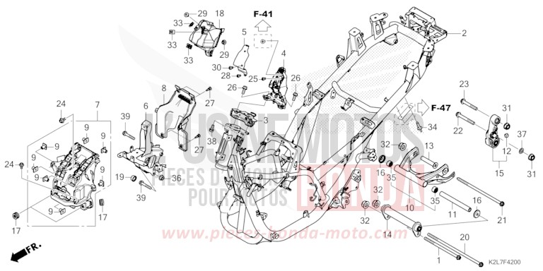 FRAME BODY for ADV 350 HYPER RED (R348) from 2025